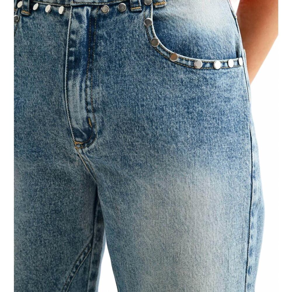 NEW CAMELLIA studded high-waist straight-leg jeans in med washed - Picture 6 of 6